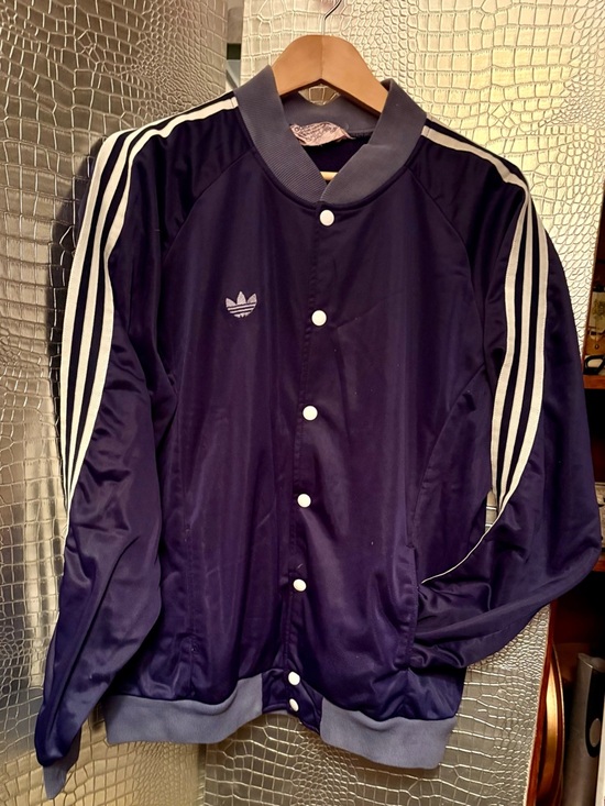 Vintage adidas Navy and White Satin Track Jacket - Picture 2 of 9
